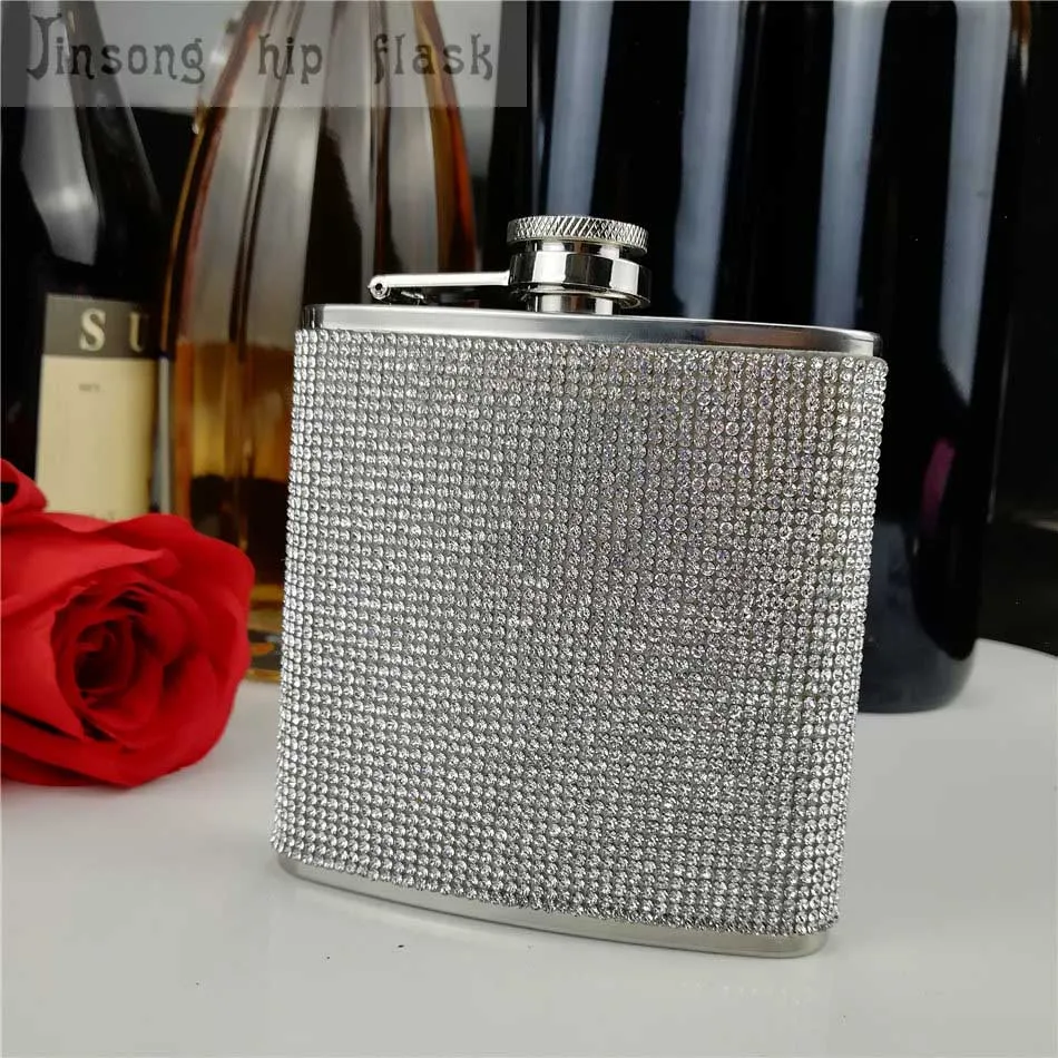 stainless steel with diamond hip flask ,Special hip flask for Ladies