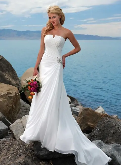 

A-86 2013 Spring Cheap Slim Chiffon Beach Wedding Dress Designer