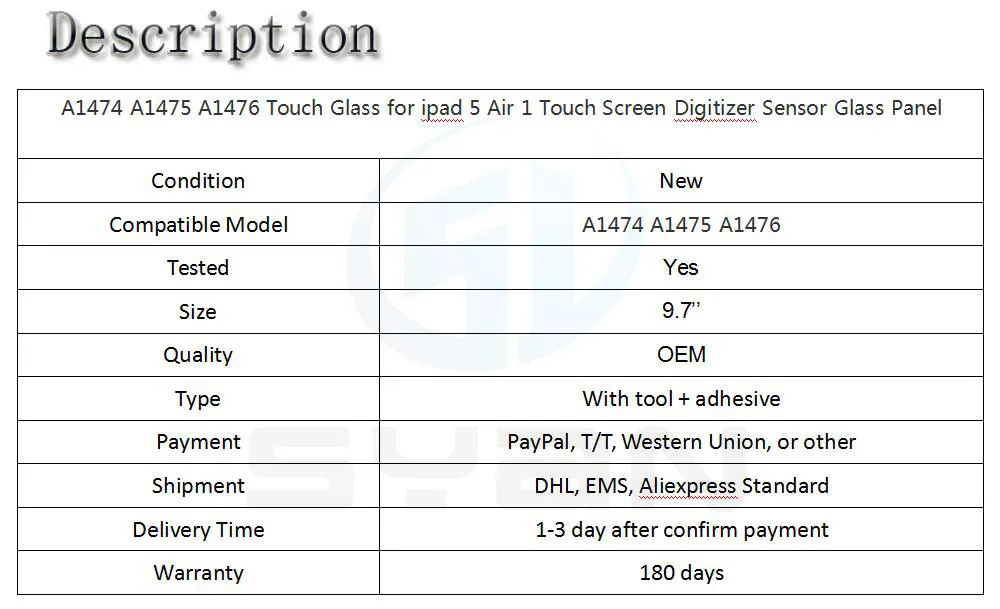 A1474 A1475 A1476 Сенсорное стекло для ipad Air 1 ipad 5 9,7 ''сенсорный экран дигитайзер сенсор стеклянная панель Digitzer