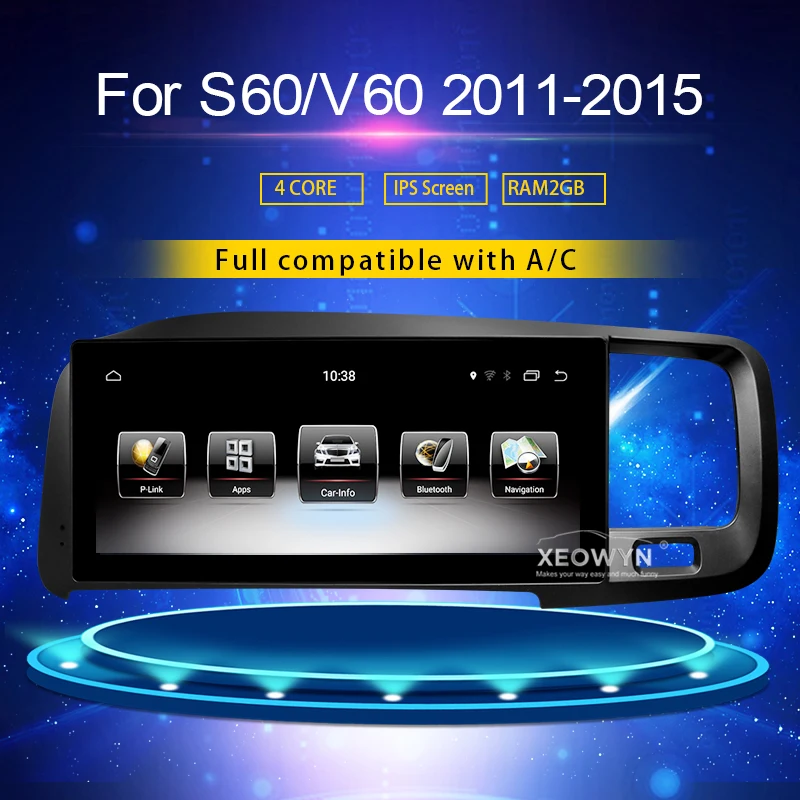 8,8 дюймов RAM2G Android 7,0 PX6 Автомагнитола стерео для Volvo S60 V60 xc60 2011- gps Поддержка trip informaiton full touch