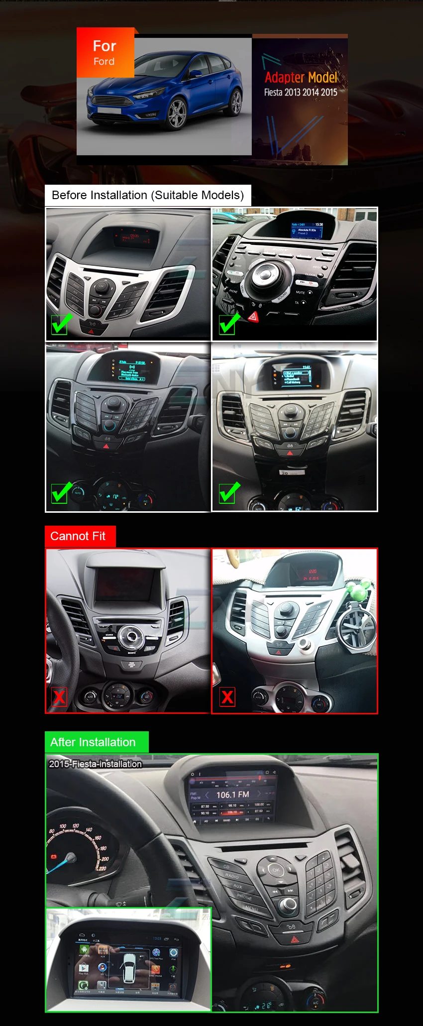 Sale Android 8.0 Car DVD Stereo 7" IPS Auto Radio For Ford Fiesta 2013-2017 Multimedia FM GPS Navigation 4+32GB Headunit Gift Camera 1