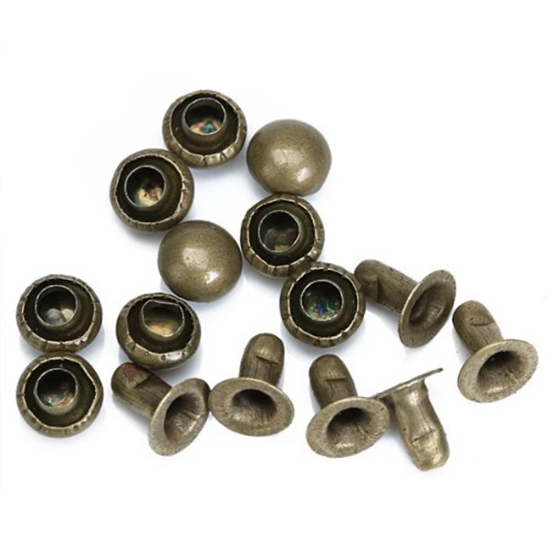 DHDL 50 Pairs Mushroom Fast Rivets Studs 6 mm Antique Brassin Rivets