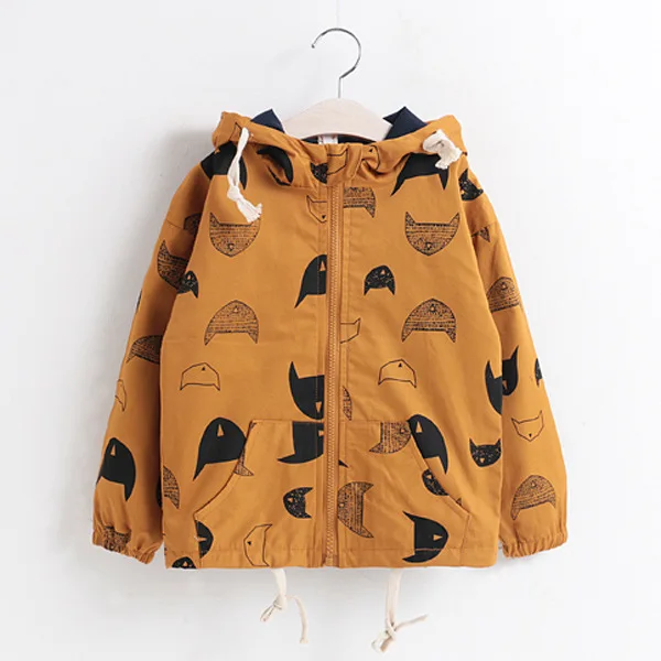 Children's clothing boys and girls back three-dimensional bag front patch pocket cotton hooded windbreaker fashion long sleeves