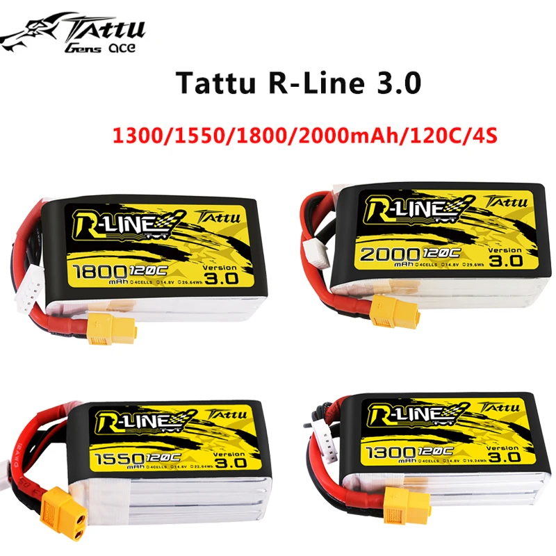 $23.07 Tattu Rline Rline Version 120C V3 1300155018002000mAh 4S 148V Lipo Battery XT60 Plug for F