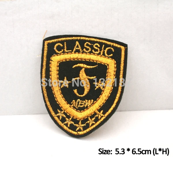 Wholesale fashion DIY Sew on embroidery patches labels gold thread on