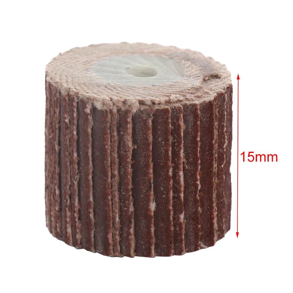 

Blinds Impeller Grinding Sandpaper Flap Wheel Head 15MM Shank Mandrel For Rotary Mini Drill Polish Tool