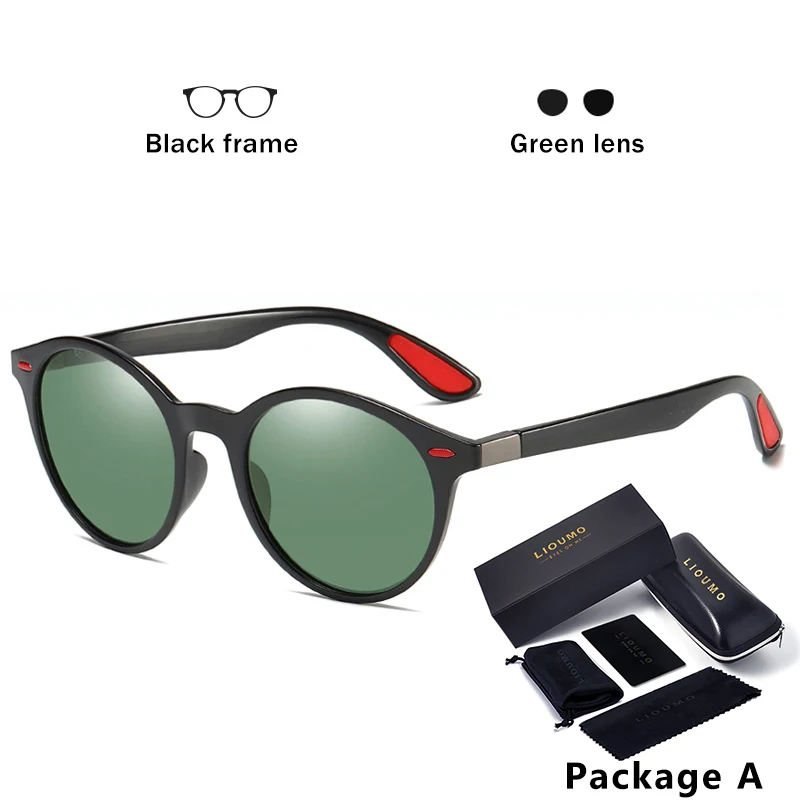 Классический дизайн, Ультралайт TR90, круглые поляризованные солнцезащитные очки для мужчин и женщин, зеркальные солнцезащитные очки для вождения и путешествий, солнцезащитные очки oculos De Sol - Цвет линз: A-Black-Green