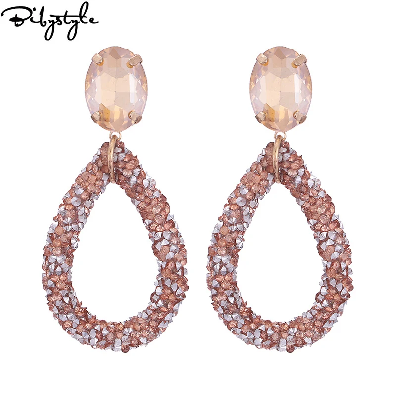 

BibyStyle Water Drop Earrings Bohemian Crystal Big Earrings For Women Wedding Statement Earrings Fashion Jewelry Wholesale Gifts