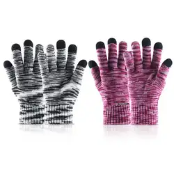 Лидер продаж Новый Для женщин теплые зимние трикотажные Полный перчатки пальцев Варежки для девочек Женские однотонные шерстяные