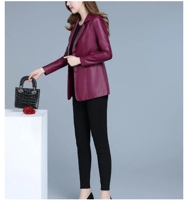 Для женщин s размера плюс Искусственная кожа куртка Для женщин Slim Fit короткая кожаная пиджак черный, красный Демисезонный из искусственной кожи искусственная(-ый) над Размеры 4XL 5XL 6XL