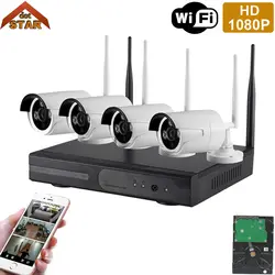 Stardot 1080 P Plug and Play 4CH NVR Kit P2P Открытый ИК Ночное Видение безопасности IP Камера WI-FI CCTV Системы Беспроводной