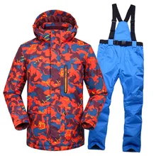 35 градусов Лыжная Мужская куртка+ брюки утолщенный зимний костюм теплый лыжный костюм Мужская зимняя одежда набор для мужчин на открытом воздухе