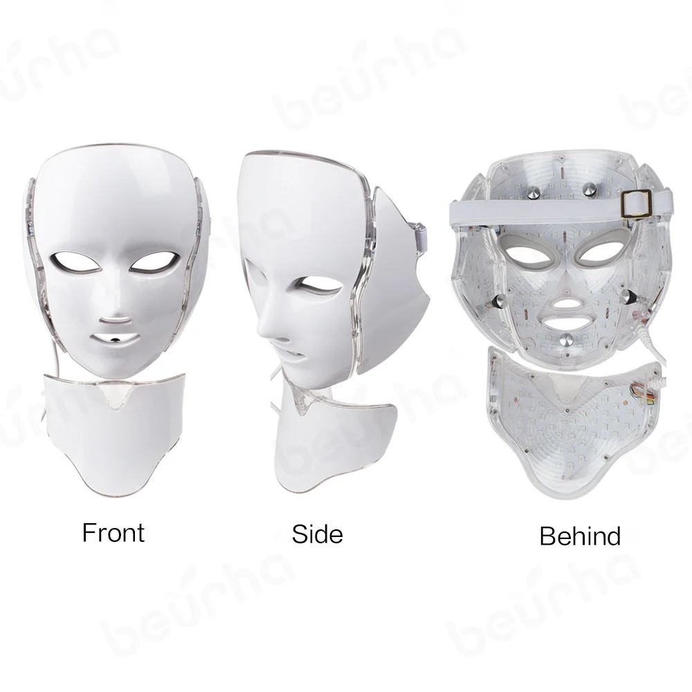 7 цветов светильник светодиодный маска для лица с омоложением кожи шеи уход за лицом Лечение Красота анти акне терапия отбеливающий инструмент