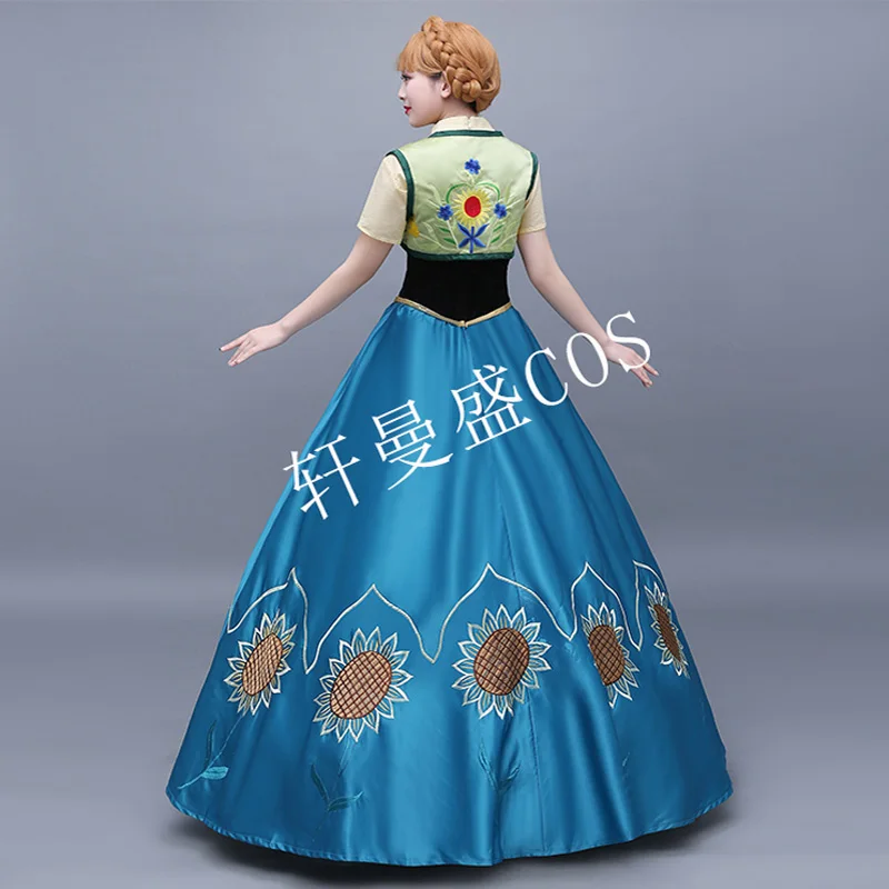 New Arrival Princess Anna Top Embroidery Cosplay Costume Women Dress Customized Halloween Costumes For Adult Women Girls