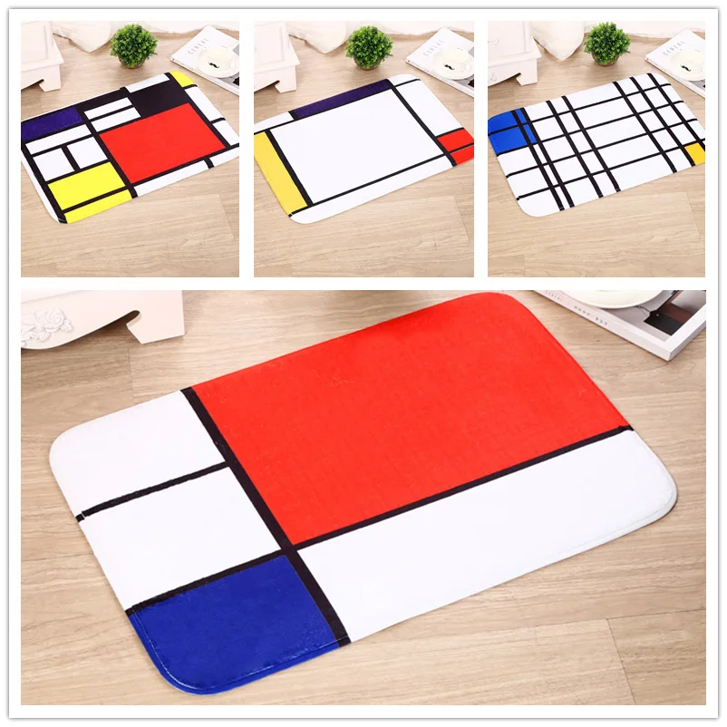 

Modern Carpet Flannel Four-colors Plaid 40x60cm 1pc/lot Home Decoration Carpets For Living Room Bedroom Hallway Doormat Tapis