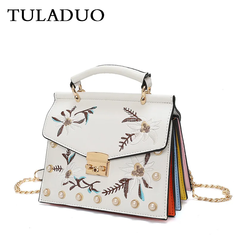 

Tuladuo Crossbody Messenger Bags For Women Flowers Small Leahter Shoulder Bags Ladies Clutch Bolsa Feminina Female Chian Bag