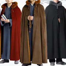 Теплый Зимний плащ для медитации в стиле унисекс, 6 цветов, костюм дзен, буддийский халат, накидка монаха шаолина, униформа кунг-фу, костюм монахов, серый/синий/кофейный