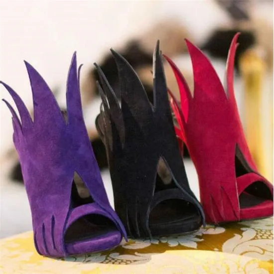 New Fashion Red Purple Suede Flame Women Sandals Slippers High Heels Gladiator Sandals Women Pumps Shoes Woman Sandalias Mujer (12)