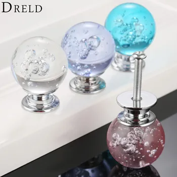 DRELD 1PC 30mm Crystal Ball Furniture Cabinet Knobs and Handles Creative Drawer Cupboard Door Kitchen Furniture Pull Handle Knob