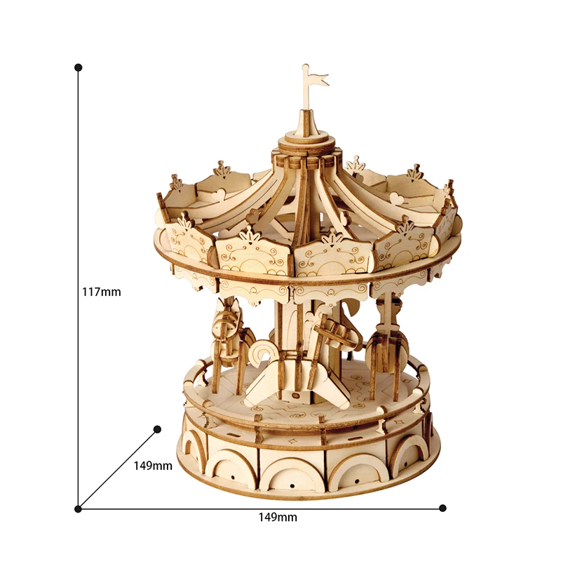 ROKR DIY Merry Go Round игрушки 3D деревянная головоломка игрушка Сборная модель дерево ремесло наборы украшение стола для детей Дети TG404