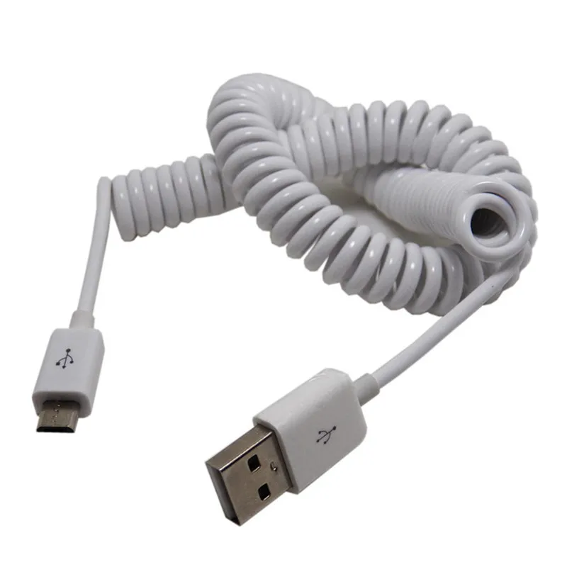 

3M/10FT Micro Usb Spring Coiled Cable Extension portable retractable usb Data Charger Cables for Mobile phone Cord Coiled Cabo