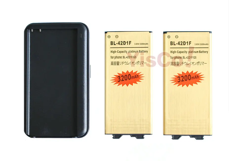 imágenes para Bl-42d1f cisoar 2x3200 mah oro reemplazo de la batería + cargador para lg G5 VS987 US992 H840 H850 H820 H830/1 F700S H860N H960 imágenes para Bl-42d1f cisoar 2x3200 mah oro reemplazo de la batería + cargador para lg G5 VS987 US992 H840 H850 H820 H830/1 F700S H860N H960