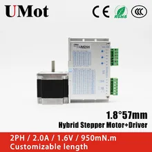 Nema 23 Stepper Motor 57mm 2PH 2A 950m.Nm Nema23 Step Motor With Stepper Motor Driver Customizable length for CNC 3D Printer 4pcs lot 23hs7628 4 lead nema 23 stepper motor 57 motor nema23 stepper motor 23hs8430 2 8a iso cnc laser grind foam plasma cut