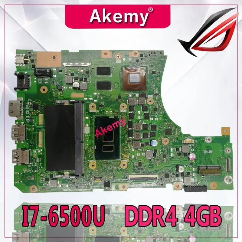 Akemy X556UV материнская плата для ноутбука DDR4 4 Гб I7-6500U For Asus X556UQ X556UB X556UR X556U тестовая |
