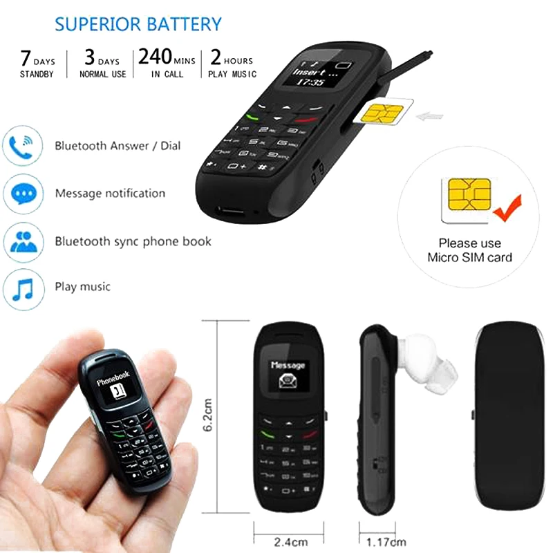 

New BM70 Mini Small GSM Mobile Phone Bluetooth Dialer Headset Cellphone Earphone