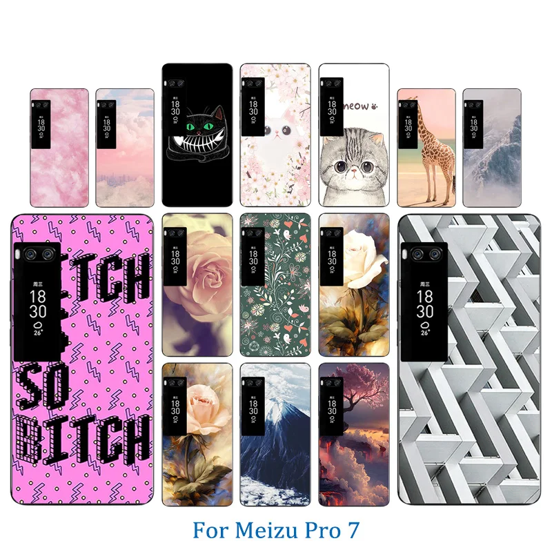 For Meizu pro 7 Phone Cases Animal Pattern Soft TPU Funda Luxury Silicone Capa Anti Knock Matte Back Cover |