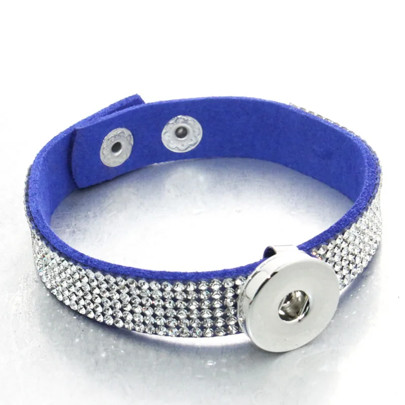 

8 colors Unisex Cloth with crystal bracelet women's fashion armhand jewelry 18mm metal snap button bangle 1