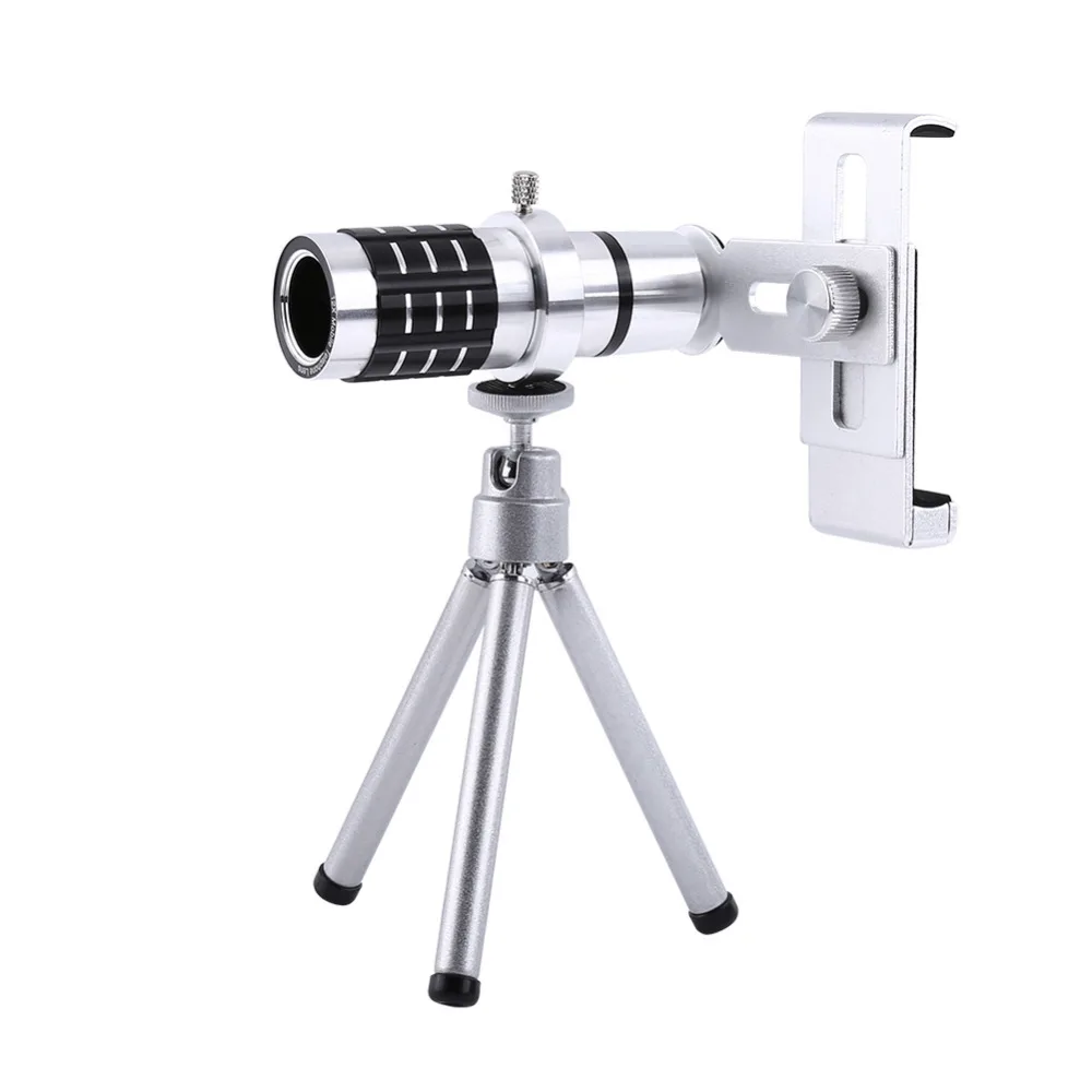 Высокое качество 12X зум камера телефото телескоп объектив+ крепление штатив Комплект для мобильных iPhone Xiaomi samsung huawei htc универсальный