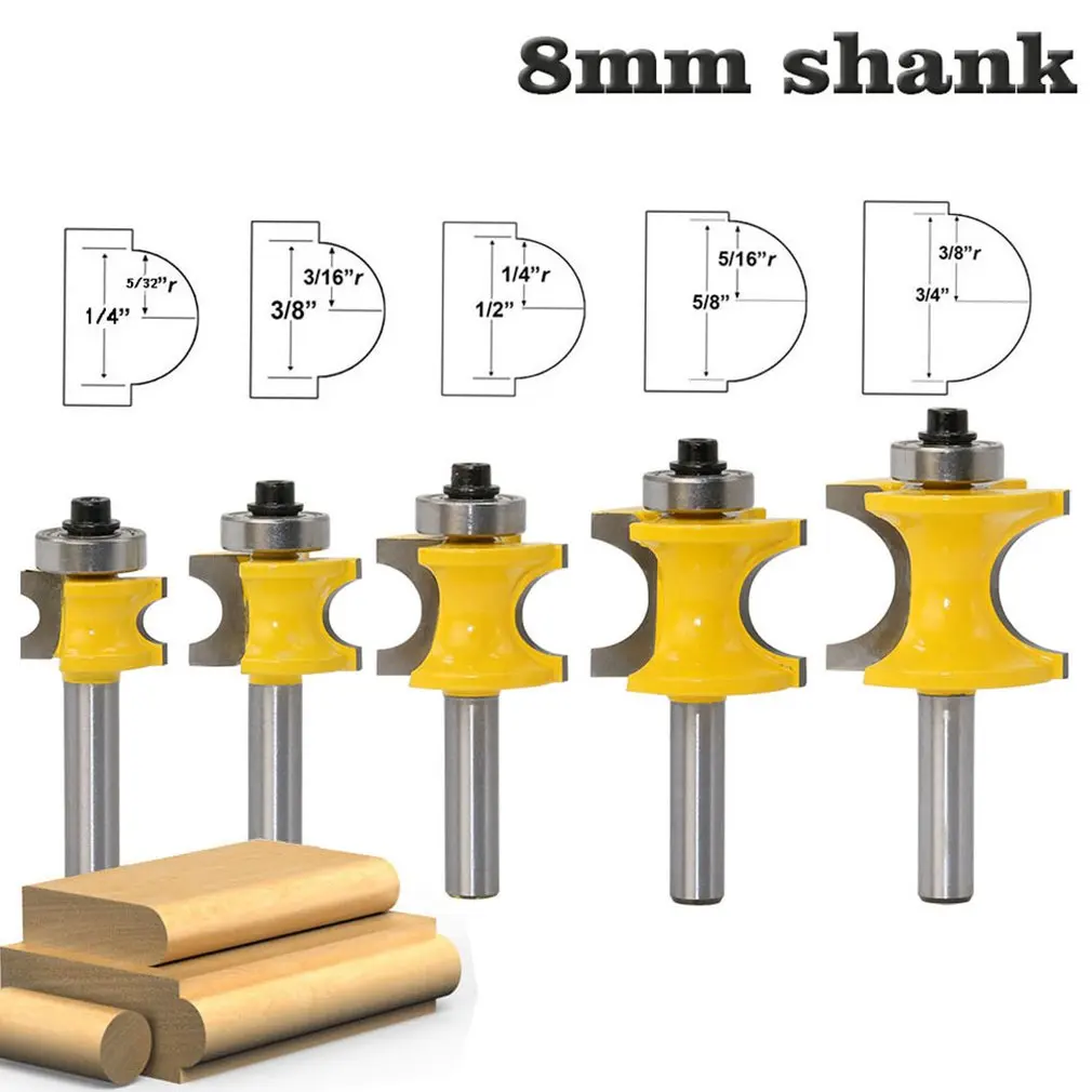 

8 Handle Bearing Woodworking Cutter Knife Engraving Machine Positive Semicircle Knife Ball Woodworking Accessories
