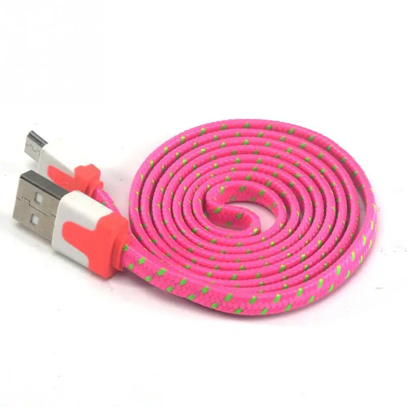 Дата кабель V8 Соединитель 3 фута веревка Micro USB зарядный кабель для синхронизации данных для мобильного телефона плоский провод кабель для зарядки 1 м/2 м/3 метра - Цвет: rose red