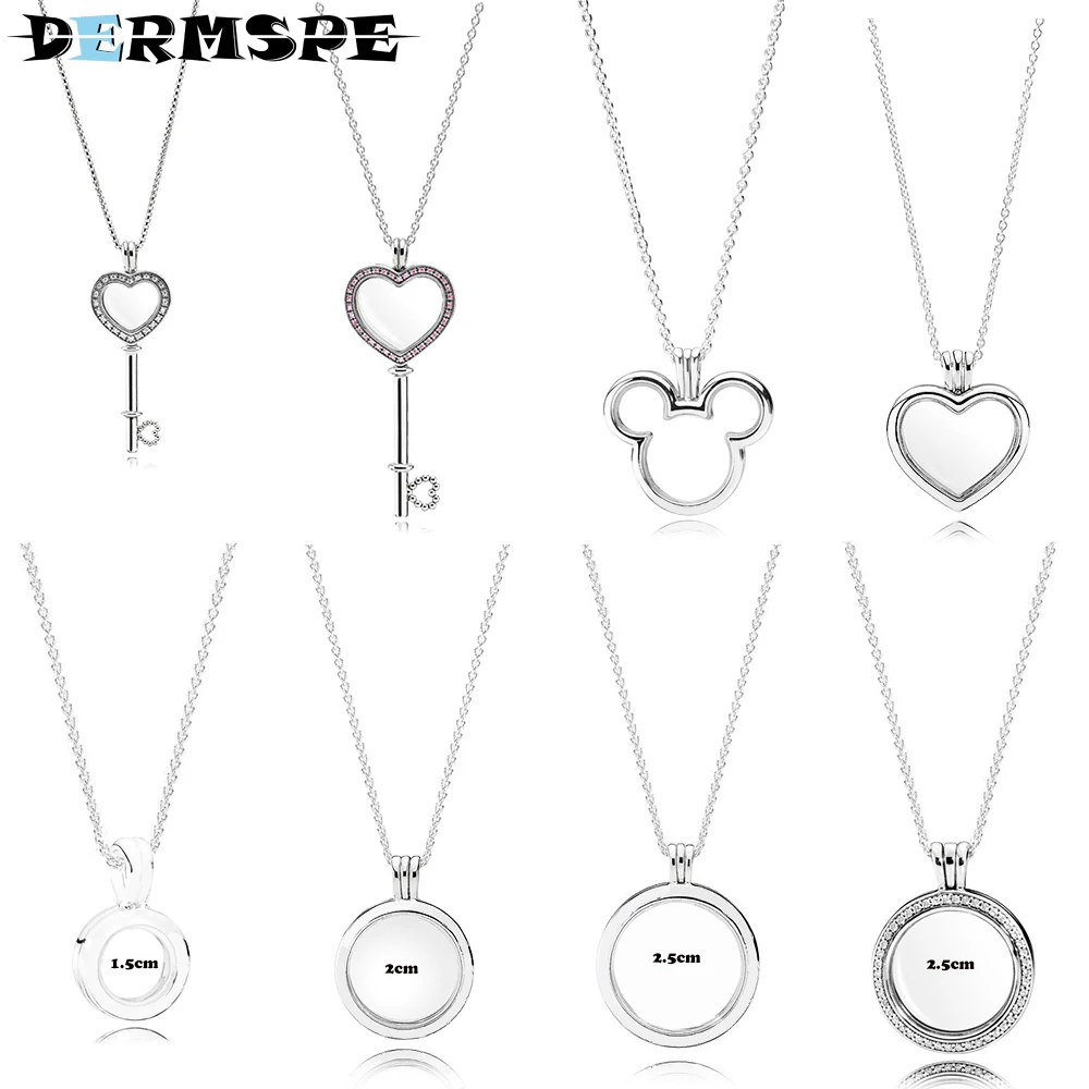

New S925 Silver New S925 Silver Floating Box Necklace Set, Suitable for Petite Charm, Fashion Women with Jewelry 396581CZ 397177