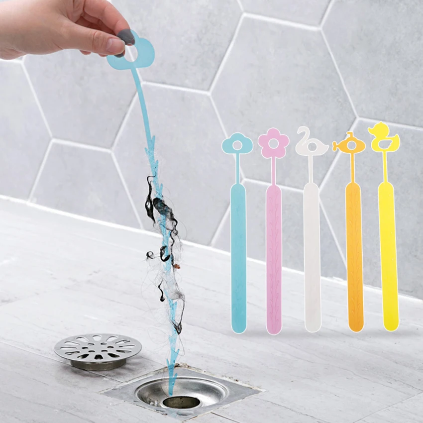 5pcs/set Bathroom Floor Hair Cleaner Sewer Filter Drain Cleaners Kitchen Sink Drian Strainer Bathtub Cleaning Hook Tool | Дом и сад