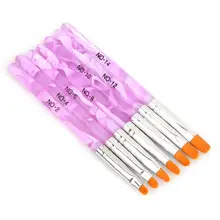 1set 7pcs Hot New Women’s Nail Art Pen Purple Brush Nail Art Care Cosmetic Pens Fashion Ladeis Nail Tools
