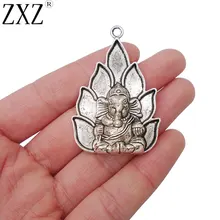 ZXZ 5 шт старинное серебро Большой Слон Ганеш Бог начинаний Подвески Кулоны из нержавеющей стали для украшения, украшения своими руками, 54x36 мм