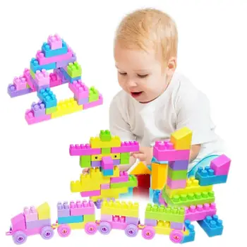 

46Pcs New Creative Mini Blocks Plastic Children Educational Building Self-Locking Bricks Toy Plastic Block Set Children Gif