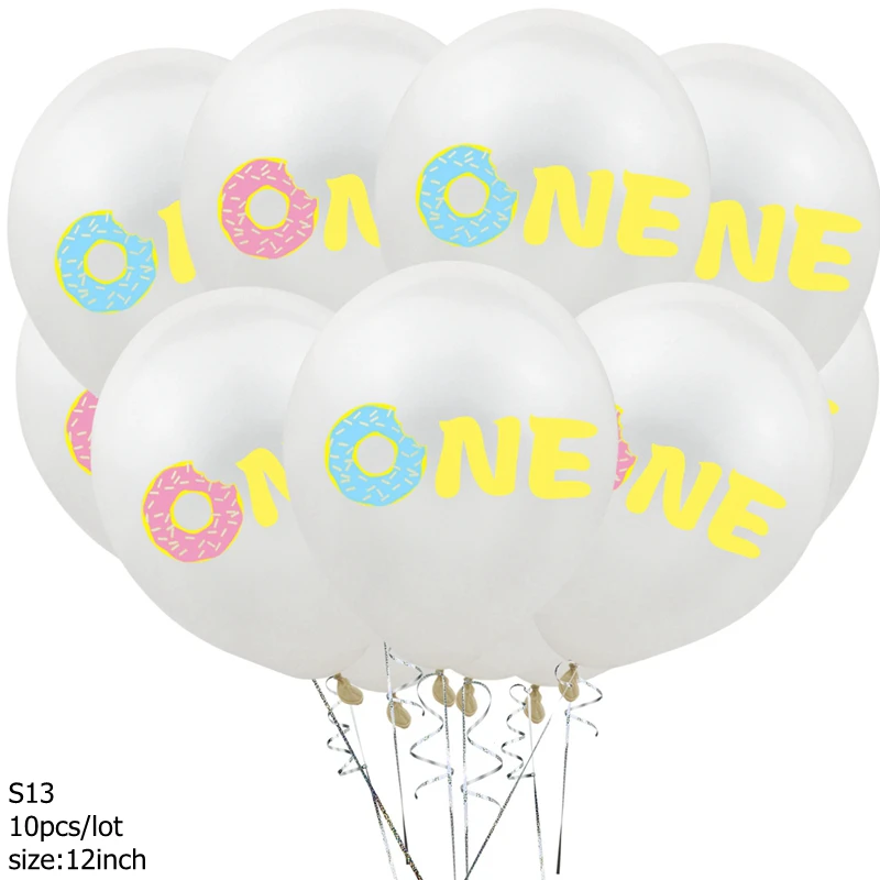 Милый Шарик из фольги для пончика, Детские воздушные шары для первого дня рождения с конфетти, воздушные шары для душа для детей 1 год, товары для украшения 8z - Цвет: S13