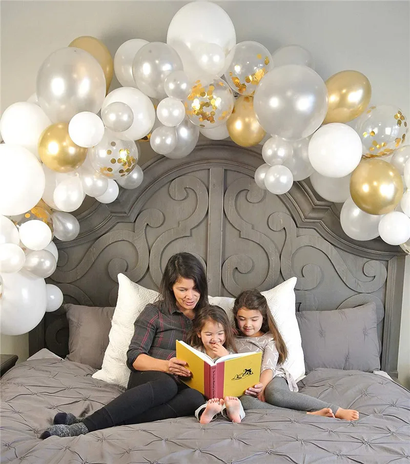 82PCS Silver Gold Latex Balloon For Wedding Party Garland Ballon Chain of Rubber Backdrop Decor Balloon Chain Arch Decoration