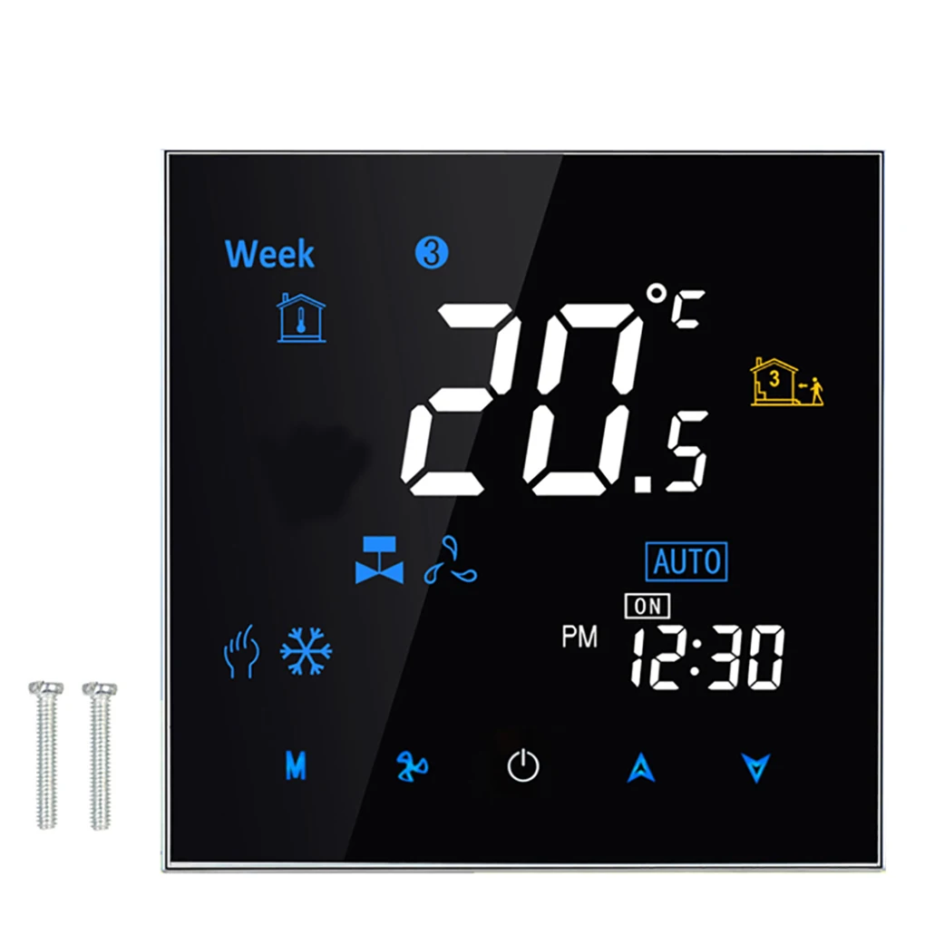 

Air Conditioner Temperature Controller Negative Mirror Timing Programmable 2 Pipe Thermostat Blacklight Touchscreen