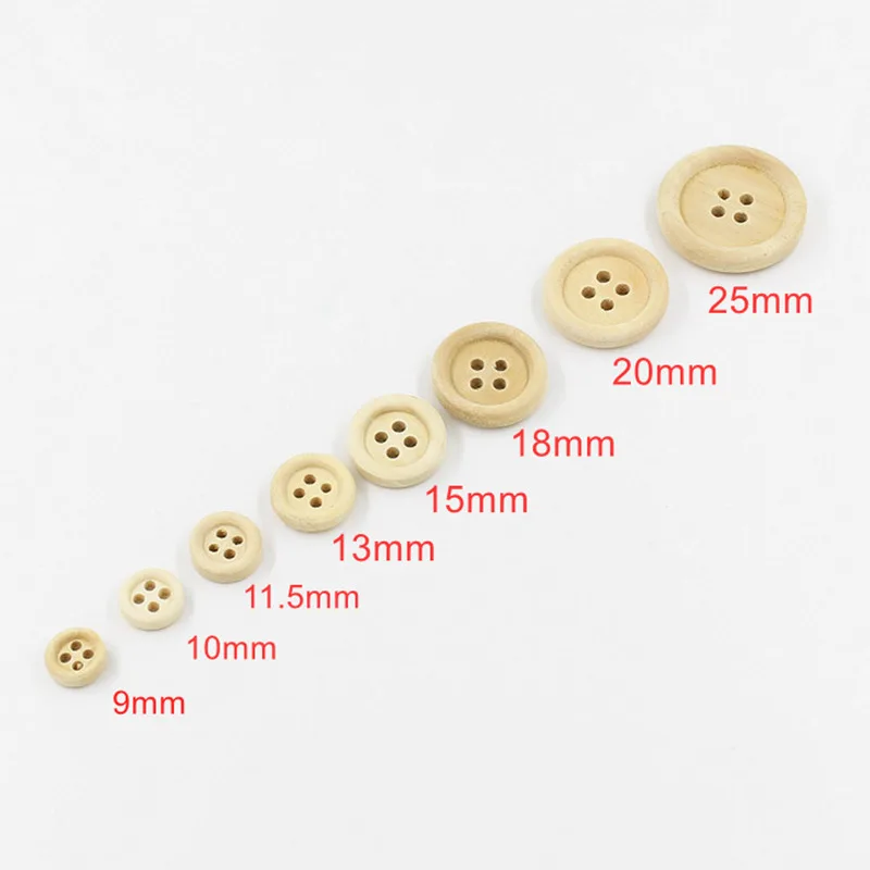 50pcs//Pack Mixed Size Round Button 9-25mm 4 Holes Apparel Sewing Random Color