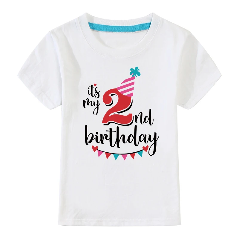 Birthday Tshirts Girl Short Sleeve Girls 3rd Kids Birthday Shirts O-Neck Fashion Children Tees Shirt For 2 3 4 5 6 7 8 9 10 Year - Цвет: White-02