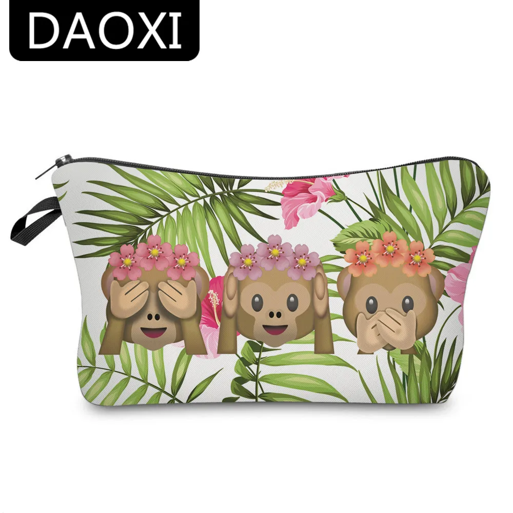 Daoxi 3d الطباعة الرموز التعبيرية قرد مضحك النساء المنظم التجميل الضرورات للمسافرين YY10179