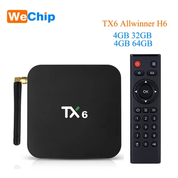

Wechip TX6 Smart Android 9.0 TV BOX 4G 32G Allwinner H6 Quad core 2.4G+5G Dual Wifi BT 4.1 Set Top Box 4K HD H.265 Media Player