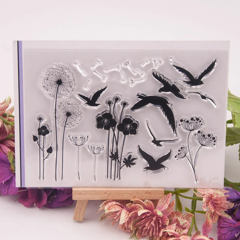 

1 Pcs Cute Bird Dandelion Transparent Clear Silicone Stamp for Seal DIY Scrapbooking Photo Album Decorative Clear Stamp