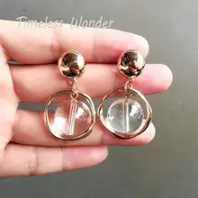 Вечный чудо-глэм прозрачный стеклянный шар серьги-гвоздики Модные женские ювелирные изделия подарок милый топ уличный шик подарок панк Ins 2726