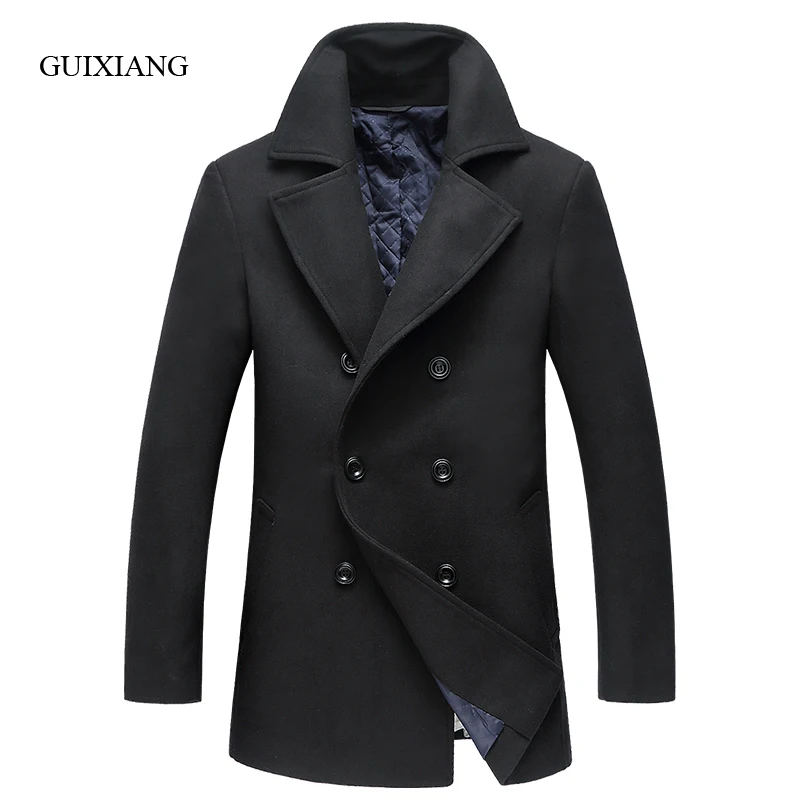 2017 new autumn and winter style men woolen coat fashion business casual double breasted men s