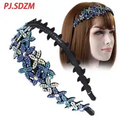 PJ. SDZM 3 шт./лот горный хрусталь для женщин Hairband Цветочные звезда шаблон Дамы аксессуары для волос Полный Кристалл Девушка повязка на